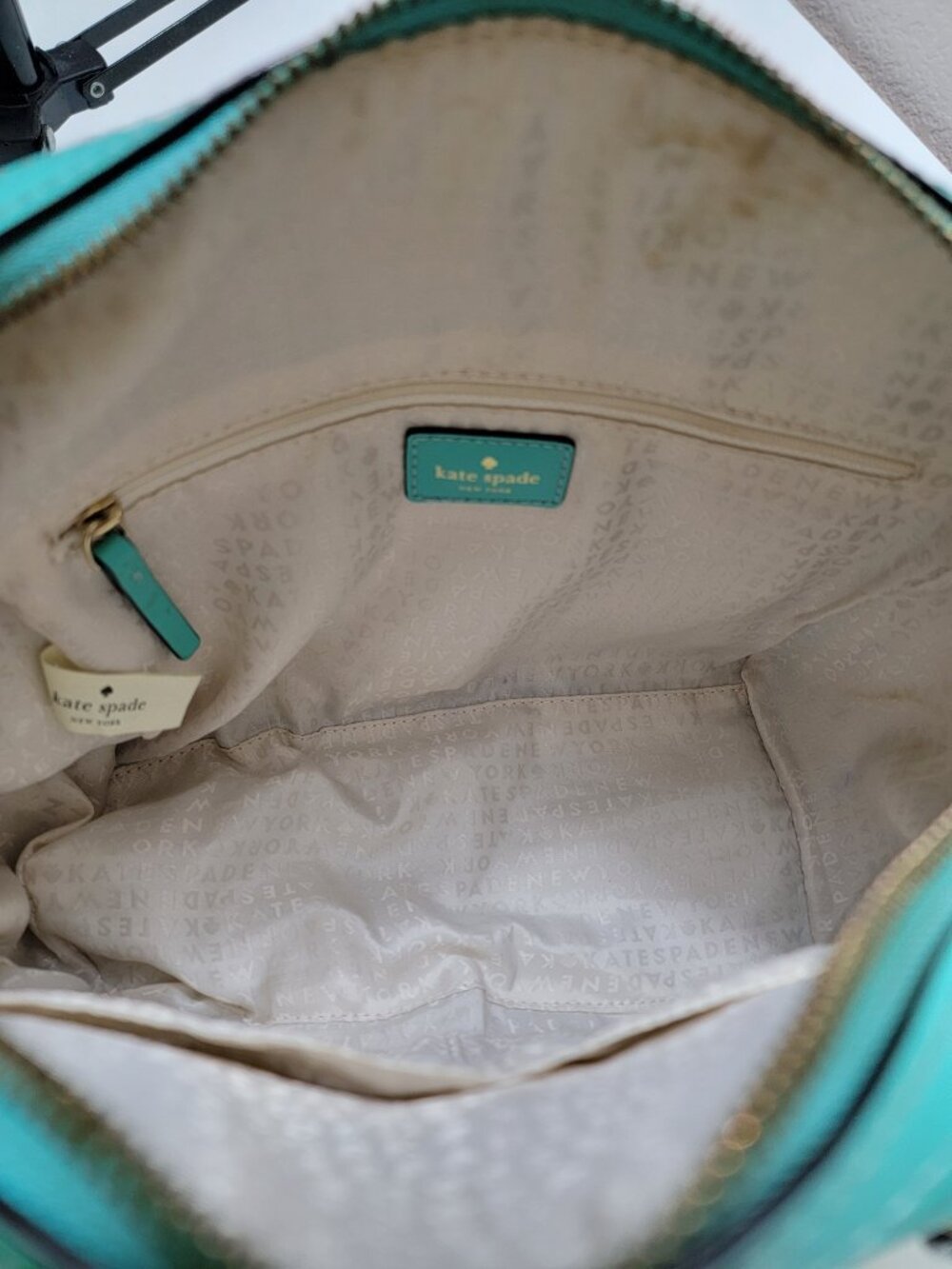 Kate Spade Montford Park Smooth Leather Giverny Satchel Turquoise Bow Crossbody - Picture 6 of 9